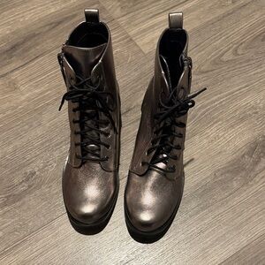 NWT Dolce Vita Metallic Lace-Up/Zipper Ankle Boots